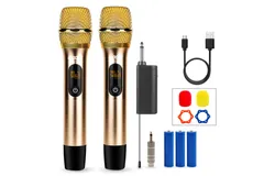 Wireless Microphone Pair UHF Professional Handheld Microfonos Inalambricos Cordless Mic System
