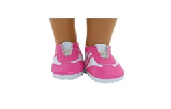 American Fashion World 18" Doll Clothing White&sol;Pink Sneakers