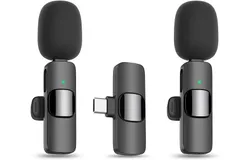 Wireless Lavalier Lapel Microphone for iPhone 15 Series&sol;Android&sol;Computer - Bluetooth Mini Phone Microphones for Video Recording - 2 Clip on Mics with USB C Interface for Tiktok YouTube Vlog