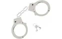 Skeleteen Metal Handcuffs with Keys - Toy Police Costume Prop Accessories Metal Chain Hand Cuffs with Safety Release and Key
