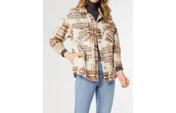 Coco &plus; Carmen Carrina Aztec Print Shacket With Pockets In Cream&sol;rust Aztec