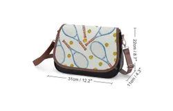 Pattern with Tennis Rackets with Tennis Balls Vintage Crossbody Bag for Women Medium Leather Hobo Bags Shoulder Bag Classic City Leather Satchels