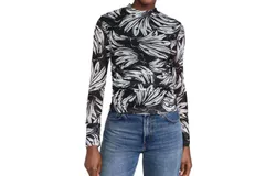 Farm Rio Bossa Banana Tulle Blouse In Black