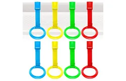 8PCS Baby Crib Pull Rings&comma; Baby Bed Stand Up Rings&comma; 4 Colors Baby Cot Hanging Ring&comma; Walking Assistant Pull Up Ring for Infant Baby Toddler
