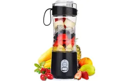 Portable Blender Personal USB Rechargeable Juice Cup Suitable for Smoothies and Protein Shakes Mini Handheld Fruit Blender 380ml Bottle Suitable for Travel Gym Home Office Sports Outdoor &lpar;Black&rpar;