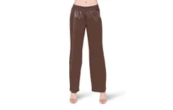 Dex Pull On Faux Leather Wide Leg Pants In Milk Chocolate Brown
