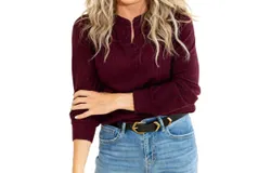 Democracy Wineberry Knit Top In Burgundy