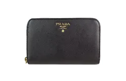 Prada Women&apos;s Black Saffiano Cuir Full Zip Wallet