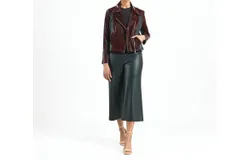Clara Sun Woo Vinyl&sol;liquid Leather Mixed Media Zip Jacket In Mulberry