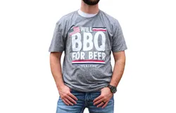 Burlebo "will Bbq For Beer" Short Sleeve Tee In Heather Grey