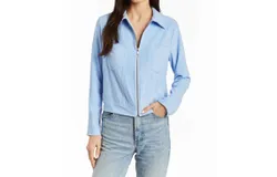 Drew Mickey Terry Zip Front Jacket In Blue