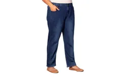 On The Plus Side Plus Size Premium Relaxed Leg Five Pocket Denim Jeans In Dark Wash Denim