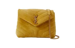 Saint Laurent Loulou Monogram Chartreuse Suede Medium Shoulder Bag