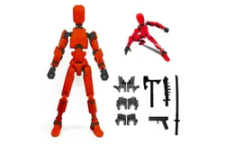 Titan 13 Action Figure&comma;Lucky Robot 13 Action Figure&comma;Funny 3D Printed Multi Jointed Action Figures&comma;Nova 13 Action Figure Desktop Decorations Game Gifts for Kids Adult &lpar;Red&rpar;