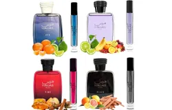 Equivalence HAWAS 4 Pieces Set Eau De Parfum Spray for MEN edition travel Size BUNDLE 0&period;34 Ounce HAWAS &plus;ICE &plus; FIRE &plus;BLACK&comma; LARGE BOTTLES NOT INCLUDED It is only a reference