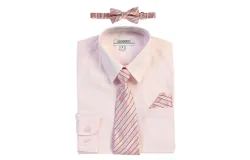 Gioberti Boy&apos;s Long Sleeve Dress Shirt &plus; Stripe Tie&comma; Bow Tie and Hanky