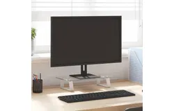 Monitor Stand White 15&period;7"x7&period;9"x3&period;1" Tempered Glass and Metal