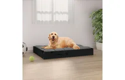 Dog Bed Black 28&period;1"x21&period;3"x3&period;5" Solid Wood Pine