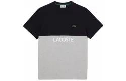 Lacoste Men&apos;s Front Logo T Shirt In Navy Blue&sol;grey Chine