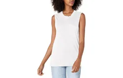 Monrow High Neck Muscle Tank Top In White