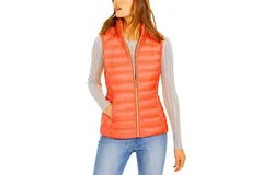 Michael Kors Down Puffer Vest Jacket With Removable Hood In Orange