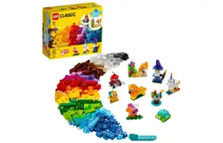 LEGO Classic Creative Transparent Bricks Building Set 11013 for Girls and Boys&comma; STEM Toy and Preschool Hands-On Learning Toy&comma; Includes Wizard&comma; Unicorn&comma; Lion&comma; Bird&comma; and Turtle