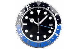 Illuminated wall clock&comma; analog clock diameter 34 cm&comma; silent non-ticking wall clock battery powered decoration for kitchen&comma; office&comma; bedroom&comma; bathroom&comma; luxury&comma; &lpar;Black Blue A2&rpar;