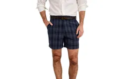 Alex Mill Flat Front Short In Navy Madras
