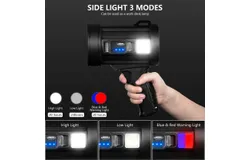Rechargeable Spotlight, 150000 Lumens Handheld Hunting Flashlight Led Spot Light with Cob Light and Solar Panels, Lightweight and Super Bright Spotlight for Hunting Boating Camping