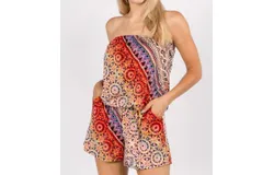 Vava Amaya Tube Romper In Red Multi