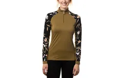 Kastel Denmark 1&sol;4 Zip Long Sleeve Sun Shirt In Black Tropical With Fir Green