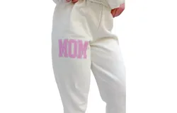 Friday &plus; Saturday Mom Block Sweatpants In White