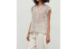 Grade & Gather Fleur Chiffon Ruffle Blouse In Cream Floral