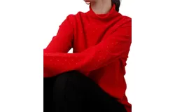 Incashmere Jeweled Mock Neck Sweater In Sizzle Red