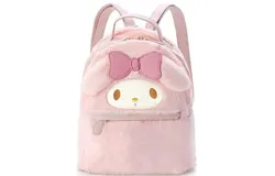 Cute Small Furry Plush Backpack Cute Girl Bag My Melody Furry Bag Leisure Daily Backpack Schoolbag Bookbag Pink&comma;
