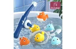 Children&apos;s fishing rod toy baby magnetic suction simulation fishing rod pool children puzzle male and female children 1 to 3 years old Eight-piece swimming set 【 Six bright fish &plus; fishing rod &plus; fishing net 】