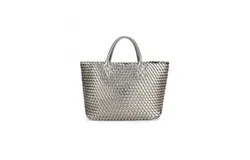 Remi&sol;reid Bello Woven Tote Hi Shine Bag In Platinum