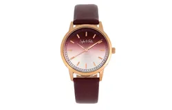 Sophie and Freda San Diego Leather-Band Watch - Maroon