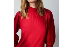 Melissa Nepton Fiji Mixed Media Top In Deep Red