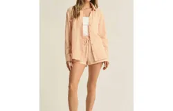 Z Supply Kaili Button Up Gauze Top In Grapefruit