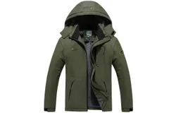 Men&apos;s winter outerwear waterproof ski jacket warm fleece jacket multi-pocket parka raincoat