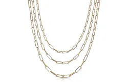 Triple Elongated Link Chain Necklace by eklexic