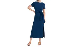 Nation Ltd Lavi Tied T-Shirt Dress With Slit In Deep Space