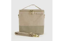 Soyoung Linen Colorblock Lunch Tote Bag In Beige&sol;sage
