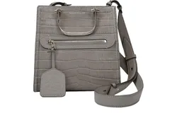 Alexander McQueen The Short Story Grey Croc Print Leather Satchel