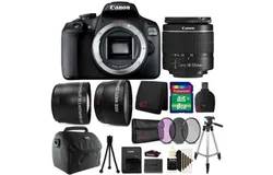Canon EOS 2000D 24&period;1MP DSLR Camera &plus; 18-55mm Lens &plus; 58mm Telephoto & Wide Angle Lens &plus; Filter Kit Lens &plus; 8GB Memory Card &plus; Card Wallet &plus; Card Reader &plus; Case &plus; Tall Tripod &plus; Lens Cap Holder &plus; Cleaning Kit &plus; Screen Protector &plus; Mini Tripod