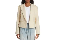 A&period;L&period;C&period; Women River Jacket Barely Linen Double-Breasted Blazer Beige