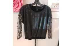 Berek Date Night Blouse In Black With Silver