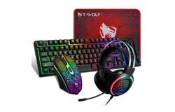 Gaming Keyboard and Mouse and Mouse pad and Gaming Headset&comma; Wired LED RGB Backlight Bundle for PC Gamers and Xbox and PS4 Users - 4 in 1 Edition Hornet RX-250