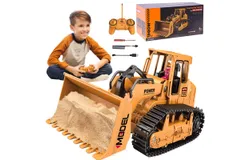 Remote Control Excavator and Dump Truck Toy Set - RC Construction Vehicles Toy with Barricades&comma; Road Signs&comma; Simulated Rocks&comma; Lights and Sounds&comma; Present for Toddlers 3-12 year Boys Girls
